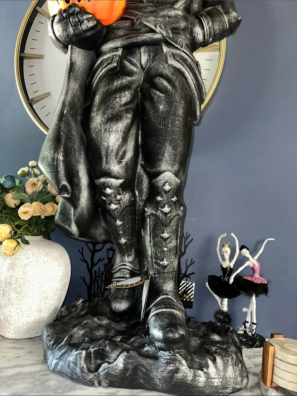 Halloween headless horseman w/ Jack-O'-Lantern Statue Accent - 4ft